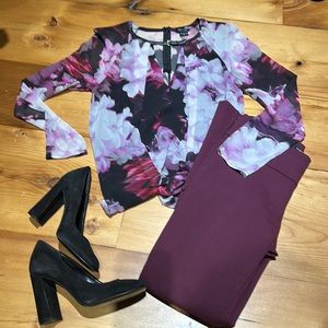 LN Stunning Marciano Floral Choker Blouse XS S